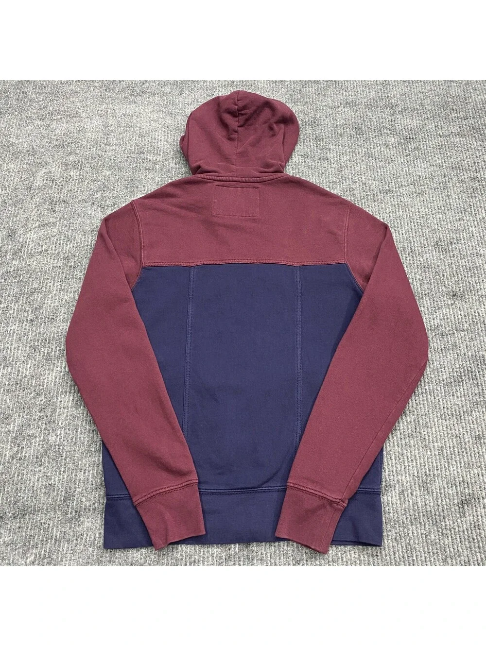 True Religion Full Zip Hoodie Mens S Blue Maroon Colorblock Drawstring Pockets